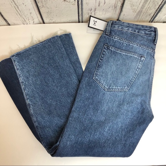 3x1 Higher Ground Gusset Raw Hem bell bottom wide leg Jeans size 24 color Elvia - Picture 5 of 8